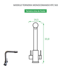 Torneira Para Cozinha Misturador Monocomando Cinza GrafiteRTC
