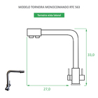 Torneira Para Cozinha Misturador Monocomando Cinza GrafiteRTC