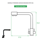 Torneira Para Cozinha Preta Fosca Misturador Monocomando Rtc