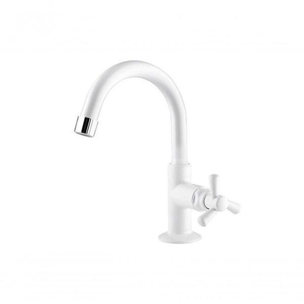Torneira Para Lavatório De Mesa Bica Alta Pacific Branca