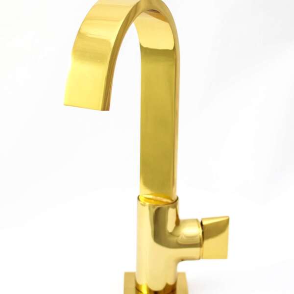 Torneira Para Lavatorio De Mesa Dourado 1/4 De Volta Samer Me