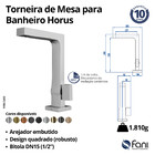 Torneira Para Lavatório De Mesa Horus Fani Metais Bica Alta 1