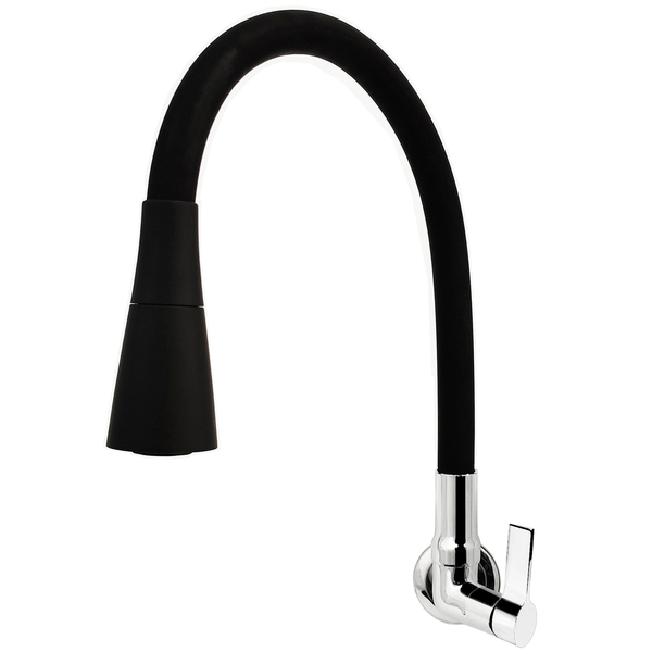 Torneira para Parede de Cozinha Bica Alta Cromada e Preta Col