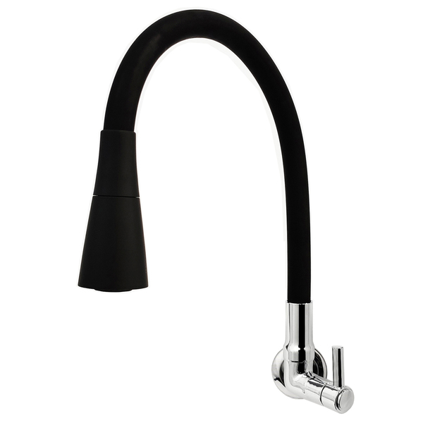 Torneira para Parede de Cozinha Bica Alta Preta Colors Flex C