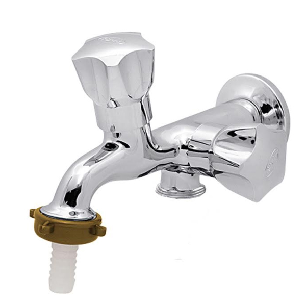 Torneira para Parede de Tanque e Máquina de Lavar Bica Baixa Cromado Click Forusi