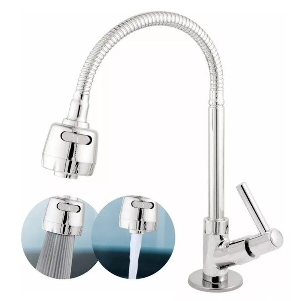 Torneira Para Pia Gourmet Cozinha Flexível Cromada Duplo Jato
