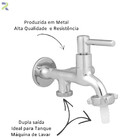 Torneira Para Tanque Máquina De Lavar De Metal Duas Saídas 14