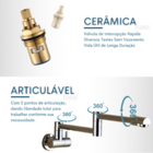 Torneira Parede Articulável Metal Cromada para Cozinha Gourme