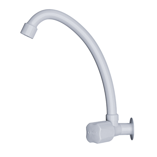 Torneira Parede Banheiro Bica Alta Branca Eco Civitt