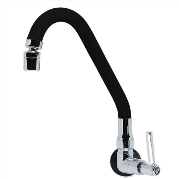 Torneira Parede Bica Móvel Preta Arejador Fixo - Neucler