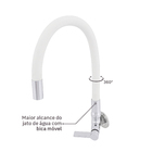 Torneira para Parede de Cozinha Bica Alta Cromada e Branco Colors Flex Delinia