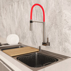 Torneira para Parede de Cozinha Bica Alta Cromado e Vermelho Doc Docol