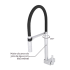 Torneira para Parede de Cozinha Bica Alta Cromado e Preto Doc Docol