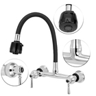 Torneira Parede Cozinha Misturador Flexível Duplo Jato Preto