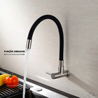 Torneira Parede Cozinha ou Área de Serviço Flexível Aço Inox