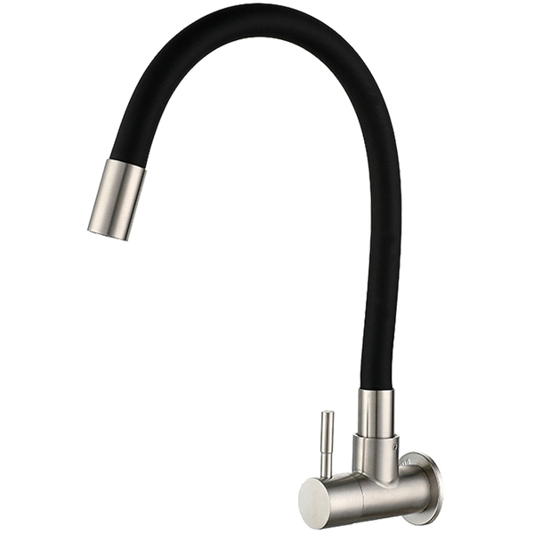 Torneira Parede Cozinha ou Área de Serviço Flexível Aço Inox
