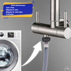 Torneira Parede Flexível Aço Inox Escovado Saída Dupla 1/2 Má