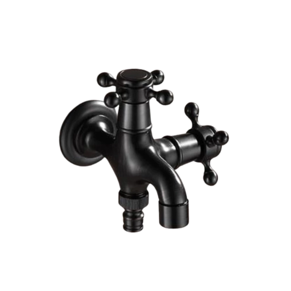 Torneira Parede Jardim Duas Bicas Preto Óleo Vintage