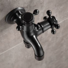 Torneira Parede Jardim Duas Bicas Preto Óleo Vintage