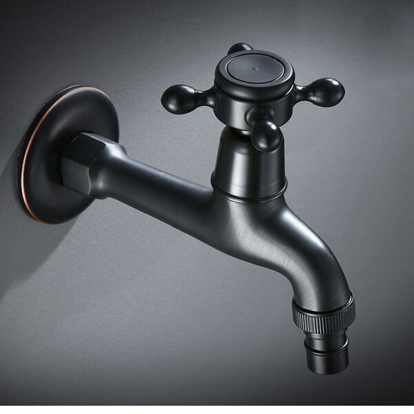 Torneira Parede Jardim Vintage Retrô Preto