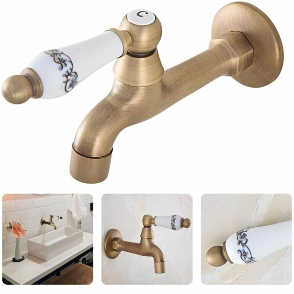 Torneira Parede para Banheiro Lavabo em Latão Cor Bronze Prov