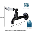 Torneira Parede Preta Provençal Banheiro Lavabo Cozinha Gourm