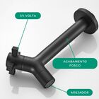 Torneira Parede Preto Fosco Estilo Industrial Aço Inoxidável