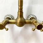 Torneira Parede Vintage Retrô Bronze C/ Porcelana
