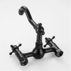 Torneira Parede Vintage Retrô Preto C/ Porcelana