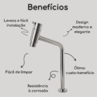 Torneira Pia Banheiro Alta Curvada Longa Slim Sofisticada Cro