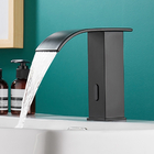 Torneira Pia Banheiro Sensor Cascata Baixa Luxo Mesa Preto Fo