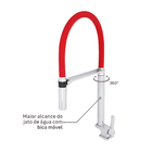 Torneira para Pia de Cozinha Bica Alta Cromado e Vermelho Doc Docol