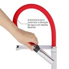 Torneira para Pia de Cozinha Bica Alta Cromado e Vermelho Doc Docol