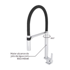 Torneira para Pia de Cozinha Bica Alta Cromado e Preto Doc Docol