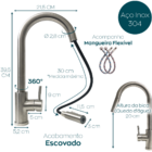 Torneira Pia Cozinha Escovada E Dispenser Dosador Detergente