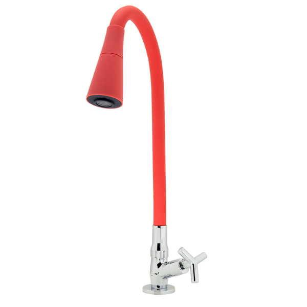 Torneira Pia Cozinha Mesa Bancada Flexível Colorida Vermelha