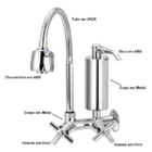 Torneira Pia Cozinha Mesa Preta Filtro Prata Gourmet Casagran