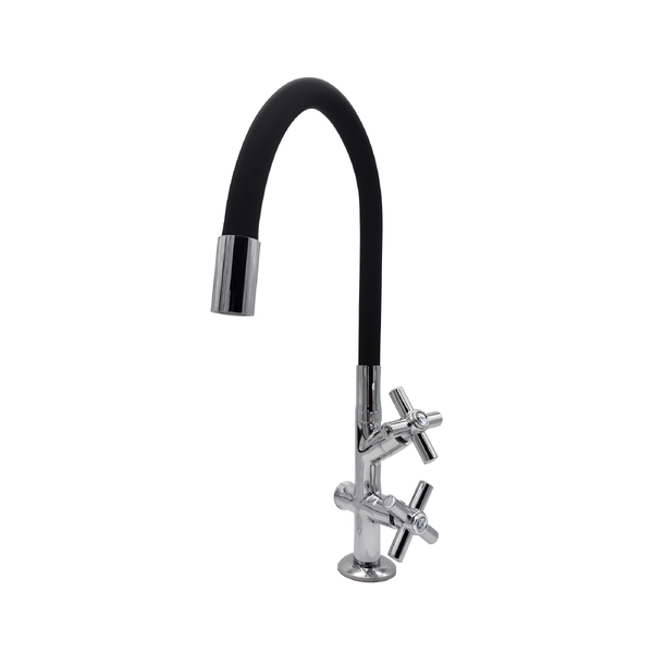Torneira Pia Cozinha Tanque Mesa Duas Saídas Flexível Preto