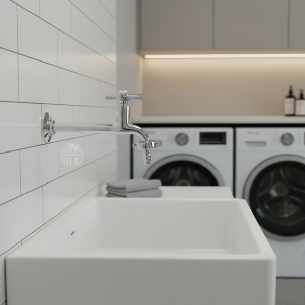 Torneira Pia/tanque Metal 1158 18cm C/bico Cromado Metal 1/4