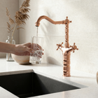 Torneira Pia Vintage Rose de Luxo Misturador Duplo Comando