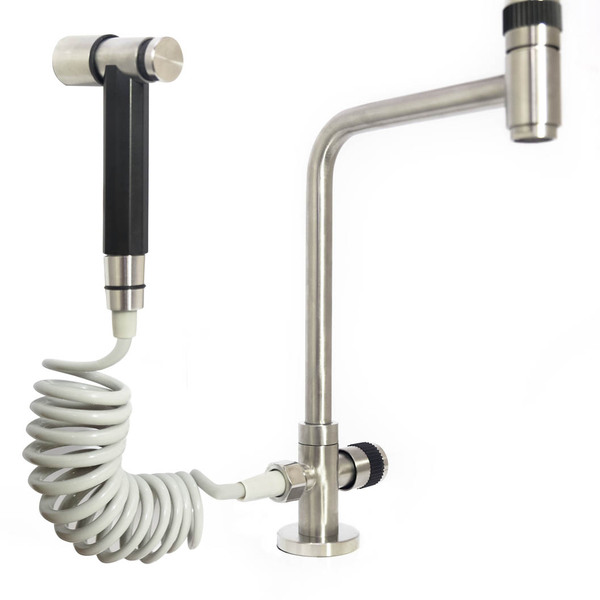 Torneira Pré Lavagem Aço Inox Mesa Com Ducha Extensível Escov