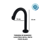 Torneira Preta Banheiro Bica Baixa Lavatório 1/4 de Volta Bid