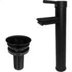 Torneira Preta Bica Alta Para Pia Banheiro E Valvula Click 7/