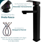 Torneira Preta E Valvula Click 1 1/4 Inox Kit Banheiro Ralo P