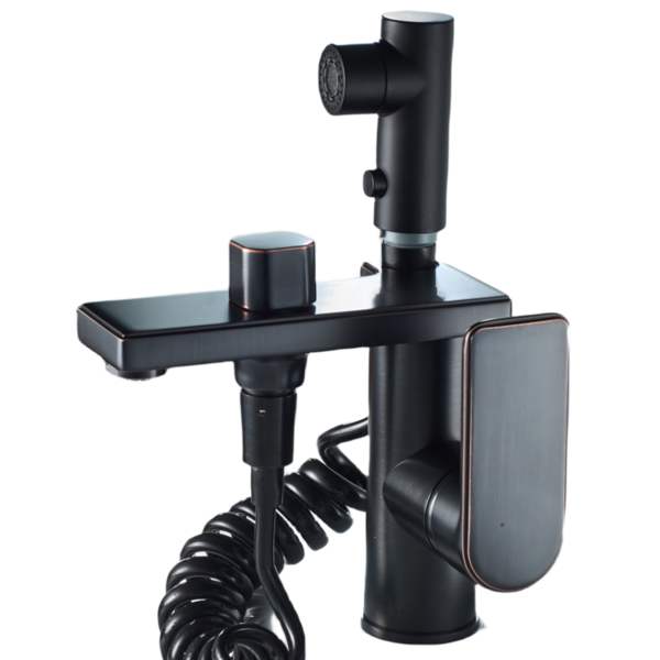 Torneira Preta Para Banheiro Com Ducha Extensível Misturador