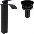 Torneira Preta Quadrada Bica Alta Cascata E Valvula Click 7/8