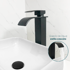 Torneira Preta Quadrada Bica Alta Cascata E Valvula Click 7/8