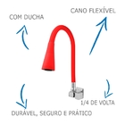 Torneira Quadrada Cozinha  Veneza Parede 4120 Cano Vermelho F