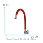 Torneira Quadrada Cozinha Parede 4120 Cano Flexível Vermelho