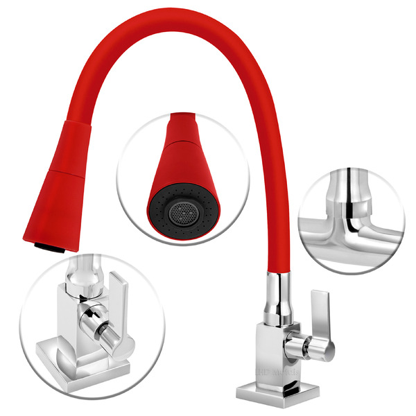 Torneira Quadrada Metal Gourmet Cozinha Mesa Bancada C Ducha